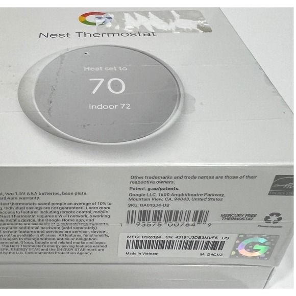 Google Nest Thermostat Smart Wi-Fi Home Temperature Control & Snow Trim Kit D30 - Picture 4 of 7